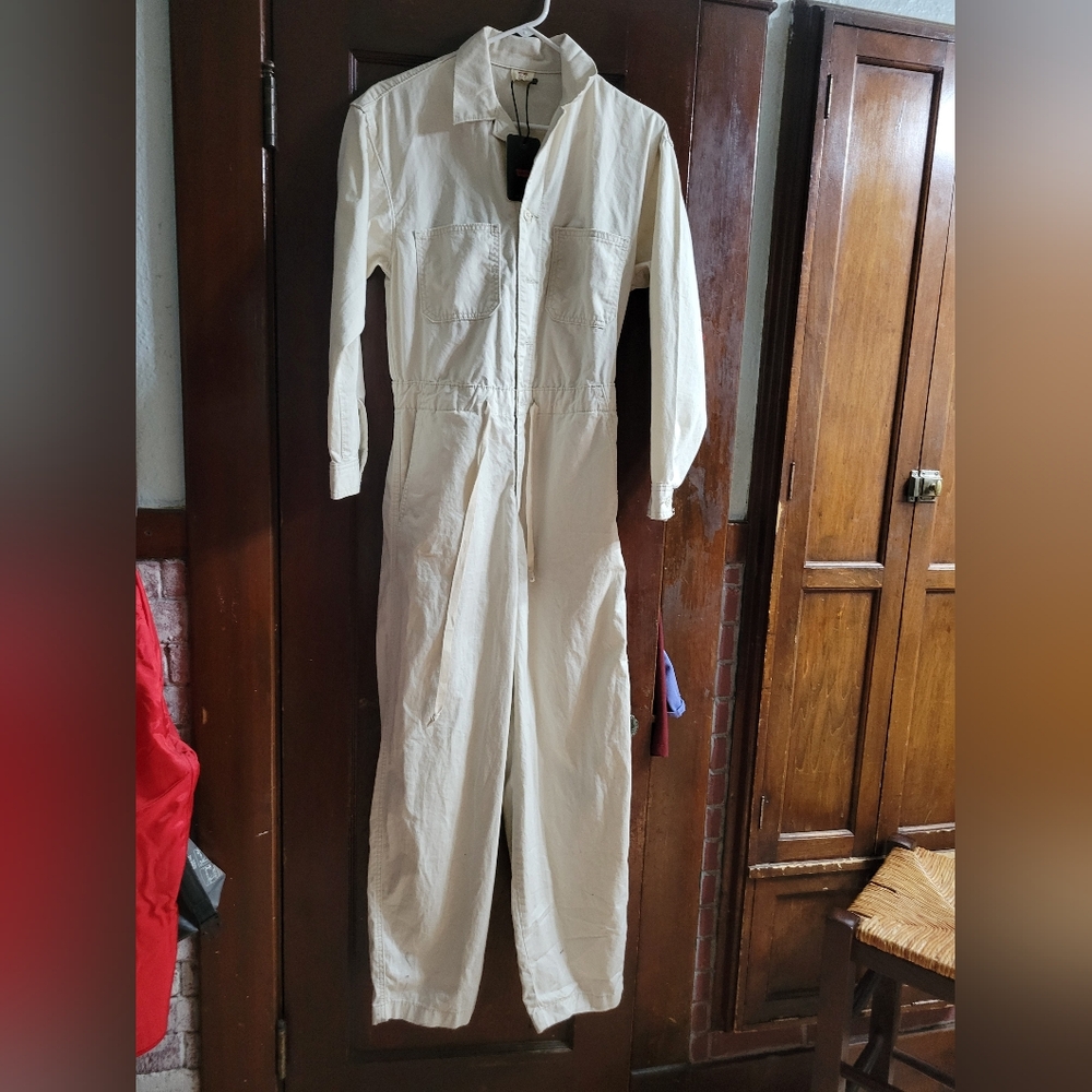 Levi's Cream Utility Jumpsuit with Full-Length Zipper